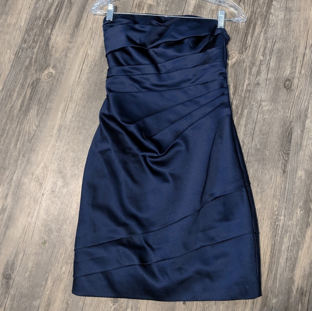 Davids Bridal Navy Blue Short  Strapless dress